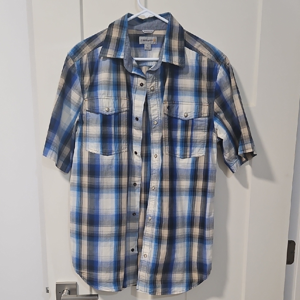 Carhartt Men's Blue Plaid Shirt NWOT